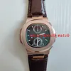 Mens Quartz Rörelse 40 mm Klocka Black Dial Rose Gold 5990 / 1A 40.5mm Quartz Chronograph Travel Time Leather Strap Original Box