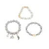 S2869 Gioielli di moda bohémien Cuore Elefante Angelo Ala Ciondolo Fili Bracciale con perline Fatto a mano Multi strato Crepa Perline di pietra Charms Braccialetti a catena 3 pezzi / set