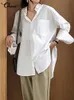 Celmia Autumn Fashion Shirt White Tunics Tops Women Long Sleeve Blouse Casual Solid Button Asymmetrical Loose Party Blusas 220727