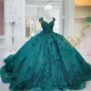 2022 Nouveau 3D Fleurs Robe De Bal Quinceanera Robes Teal Vert Prom Graduation Robes À Lacets Corset Princesse Douce 15 16 Robe Robes B0725