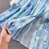 Boheemian Spring Summer Women Dress 2022 Runway Fashion Lantern Sleeve Floral Print Sashes Maxi Long Party Holiday Dress 2022