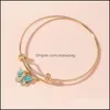 Bangle Bracelets Jewelry Trendy Glitter Butterfly Bangles For Women Men Adjustable Gold Wristband Anklet Couple Stain Dhdnv