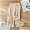 Trousers Style Pleated Wide-Leg Girls Summer Comfortable Chiffon Children Ice Silk Nine Cent Refreshing Clean Mu Mxhome Dhuqt