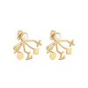 Stud clover earrings designer for women flower gold plated multi element floral front and back scalloped studs earring fashion jew7874483