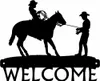 Fine Catch - Placa de boas-vindas Cowboy Cowgirl - Arte de parede de metal de 12 polegadas de largura