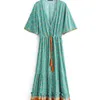 Vintage Chic Fashion Women Floral Print V-neck Rayon Cotton Bohemian Maxi Dresses Ladies V Neck Tassel Summer Beach Boho Dress 220531