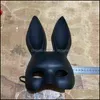 Designer masker PVC påskaren Bunny Girl Mask Black Sexy Rabbit Ear White Cut DHMI5