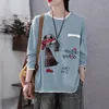 100% katoenen t-shirt vrouw zomer o hals lange mouwen t-shirt mode vrouwen Koreaanse stijl plus size 220402