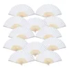 12 Pack Hand Håller fans Fest Favor White Paper Fan Bamboo Folding Fans handhållna vikta för Church Wedding Gift244H291V2418356