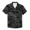 القمصان للرجال الصيفية البولينيزية التصميم القبلي الرجعية قميص طباعة رمادي سود