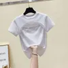 T-shirt Femme Tee Shirt Femme Court Crop Top Summer Tops Femme Creux Out Gland Coton Manches Rose Tshirt Femmes Vêtements W220408