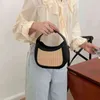 Handtassen uitlaat warmte lederen handheld met een enkele schouder vrije tijd diagonale stro geweven dameszak