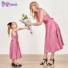 PopReal Mom And Daughter Dress Summer Fashion Halter Hollow Out Sleeveless Dress Mommy And Me Family Matching Outfits Party