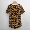 Kvinnors plus-storlek t-shirt djurtryck t-shirt gul leopard trendig v hals t-shirts korta ärm gata stil tee sommar topps 2xl 3xlwomen '
