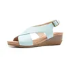 Sandals Ladies Shoes2022 Wedge Heel Roman Buty Solidny kolor duży rozmiar prosty kobietę 35-42Sandali