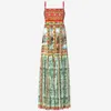 시칠리아 플로럴 프린트 런웨이 여름 드레스 보헤미아 스트랩 선 드레스 암컷 로브 펨 메이 긴 드레스 220516