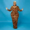 Plus size jurken zz dames kledingjurk sexy luipaard print vierkante nek lange mouw feest clubkleding druppel groothandelplus