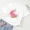 Casual Tees Ladies Watercolor Aesthetic Trend Summer Female Clothes Tshirts Tops Women Cartoon Geometric Patterns Graph