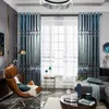 Curtain & Drapes Blue Plaid Embroidered Living Room Window Curtains Customization High Light Shading European Style Home Decoration For Bedr