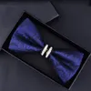 Papillon da uomo in metallo cristallo cravatta da sposa da donna nodo a farfalla cravatta nero viola blu giuggiola rosso sposo festa banchetto incontro club arco Emel22