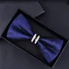 Bow Ties Men Metal Crystal Wedding Tie Women Butterfly Knot Cravat Black Purple Blue Jujube Red Groom Party Banquet Meet ClubBow Emel22