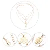 Colares pendentes colares multilamadas boêmia Colar de várias camadas femininas cor de prata dourada cor de cobre religioso jóias de moda longa XR-09Pingente