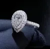 حلقات الكتلة AU750 White Gold Women Women Wedding Party Ling 1 2 3 4 5 5 Water Drop Pear Moissanite Diamond Lap Trendycluster