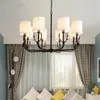 Pendant Lamps Chandelier Lighting With Cloth Lampshades E27 White Chandeliers For Living Room Modern Black Hanging FixturePendant