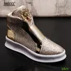 Chaussures dorées pour hommes de créateurs de marque Rivet bottes rivets chaussure haut de gamme quotidien bas loisirs chaussures quotidiennes hombre Zapatos A7