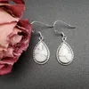 Dangle & Chandelier Vintage Water Drop Earrings For Women Boho White Turquoise Silver Color Carved Metal Manual WomenDangle Mill22