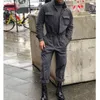 Men's Tracksuits Men's 2-Piece Suit Spring And Summer Casual Long Sleeve Single-Breasted Stitching Turn-down Collar Coat Straight-Leg Pa