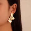 Stud Gold Flower Earrings Matte Irregular Smooth Metal Petal For Women Korean Jewelry Girls Daily Wear FashionStud Odet22 Farl22