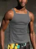 Inderun Men Tank Tops Solid Kolor O-Neck Bez rękawów kamizelki przycisków mody bok kamizelki uliczne Casual Casual Men Ubranie S-5xl 220601