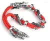 Bracelets de charme Moda antiga prateada judeu vintage elegante corda vermelha de cristal de cristal de cristal dragão para womenncharm INTE22