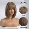 Onenonly Brown Wig Bob Synthetic s for Women Lolita Party Natural with Bangs High Temperature Short Hair 220622