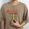 Ketten Hip Hop Mode Kreuz Antik Gold Farbe Anhänger Mädchen Lange Kette Halsketten Schmuck Für Männer Kristall Halskette WholesaleChains