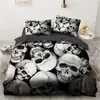 Lüks yatak takımları 3D CustomDuvet kapak seti QueenKingquiltBlankket Kapak Set3 PCS yatak seblack ve beyaz kafatası yatak keten nevresim kapak 220616