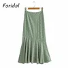 Foidol floral imprimer sirène jupes hautes taies d'été boho longue jupe inférieur en coton verte trompette plage jupe 220611