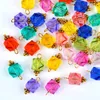 Pendant Necklaces 50pcs Crystal Dangle Charms Faceted Diamond Acrylic Bead With Cap For DIY Earring Bracelet Jewelry Making 10 ColorsPendant