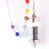 WOJIAER 7 Chakra Wishing Bottle Pendulum Reiki Natural Chip Stone Pendant Necklace for Women Men Divination Amulet BO955