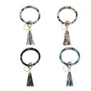Porte-clés PU cuir Bracelet rond porte-clés mode imprimé léopard tout match gland grand bracelet porte-clés accessoire pendentif Enek22