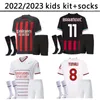 Jerseys de football 22 23 Kit d'Ibrahimovic Kit Socks Giroud Paqueta Romagnoli Brahim Theo Milan Football Shirt Hernandez Maillot