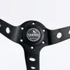 13inch Vertex White Embroidery Black Genuine Leather Drift Sport Steering Wheels With Blue Stitching