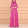Повседневные платья Женское мусульманское платье Полное покрытие Молитвенный кафтан Арабская джилбаба Абая Исламская кружевная строчка Dresshijab Vestido Robe Musulman R5Casua