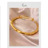 أساور Bangle Bamboo Bracelets مع سحر الذهب للنساء للأزياء الفولاذ المقاوم للصدأ 18K Jewlerybangle