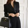 Women's Suits & Blazers Women Suit Jacket Solid Double Breasted Slim Outwear 2022 Spring Fall Vintage Long Overcoat Fashion Profession Femal