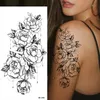 Fleurs tatouage décalcomanies pour filles croquis temporaire faux tatouage autocollants corps main pieds clavicule Art autocollant