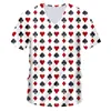 Camiseta con estampado de póker Fitness de talla grande para hombre, camisetas con cuello en V, cartas de juego, moda Harajuku, ropa de verano para hombre 220623