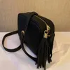 Luxury womens zipper leather crossbody bags tassel fashion black red women designer handbags purses soho disco bag wallets small shoulder Bag 6 colors