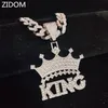 Men Hip Hop Crown King Naszyjnik z 1M kubańskim łańcuchem Hiphop lodowany Bling Naszyjnik Modna Modna Biżuter 225r